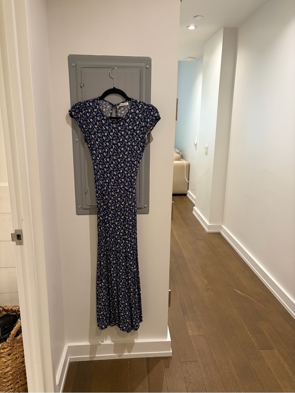 Reformation Navy Blue Floral Maxi Dress
